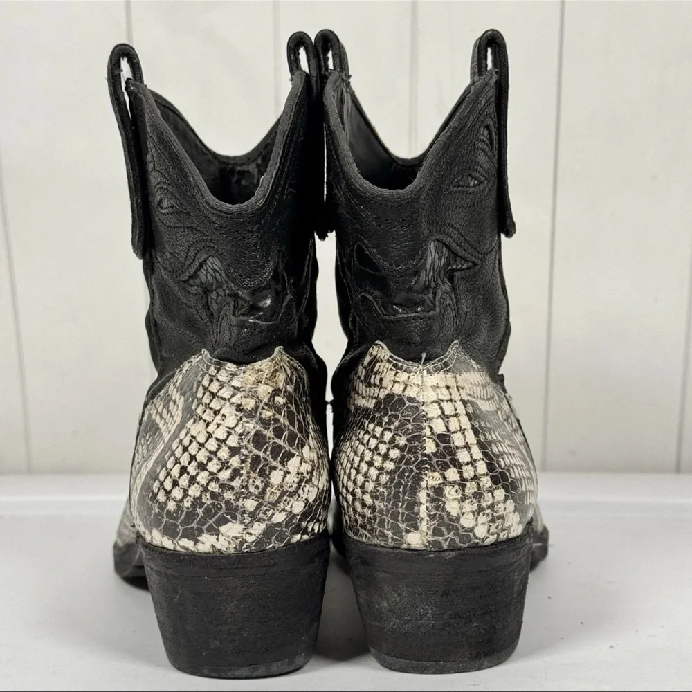Sam Edelman Snakeskin Print Ankle Boots‎ Western Cowgirl Boho Rodeo Concert 6.5M
